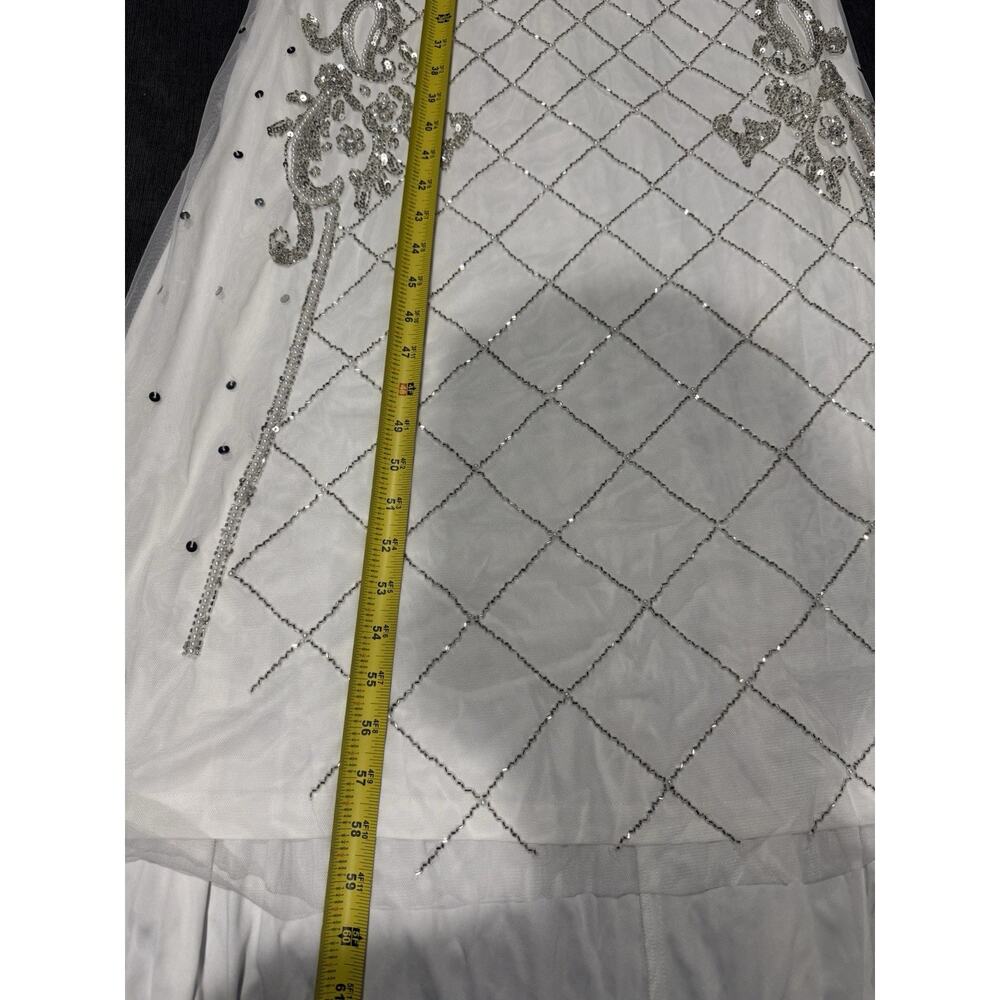 Lulus Luxe Bridal Ciella White Silver Beaded Mermaid Maxi Dress Wedding Gown M - Picture 16 of 16